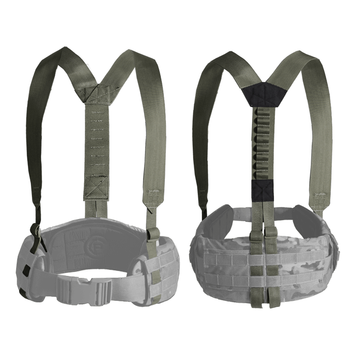 Suspenders Ranger Green Front and Back