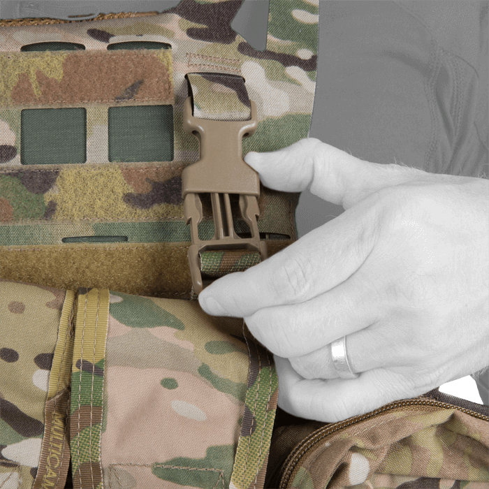 Attaches to vests with included buckles