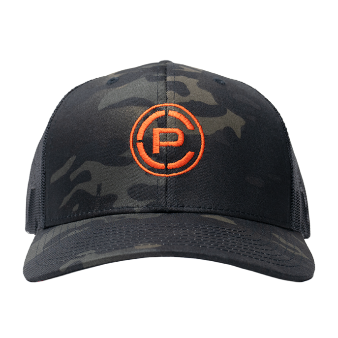 CP Logo Trucker Hat MultiCam Black/ Orange Front