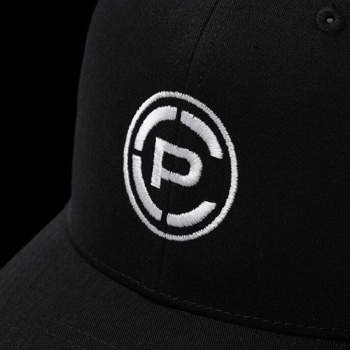 CP Logo Trucker Hat Black/ White Close-up