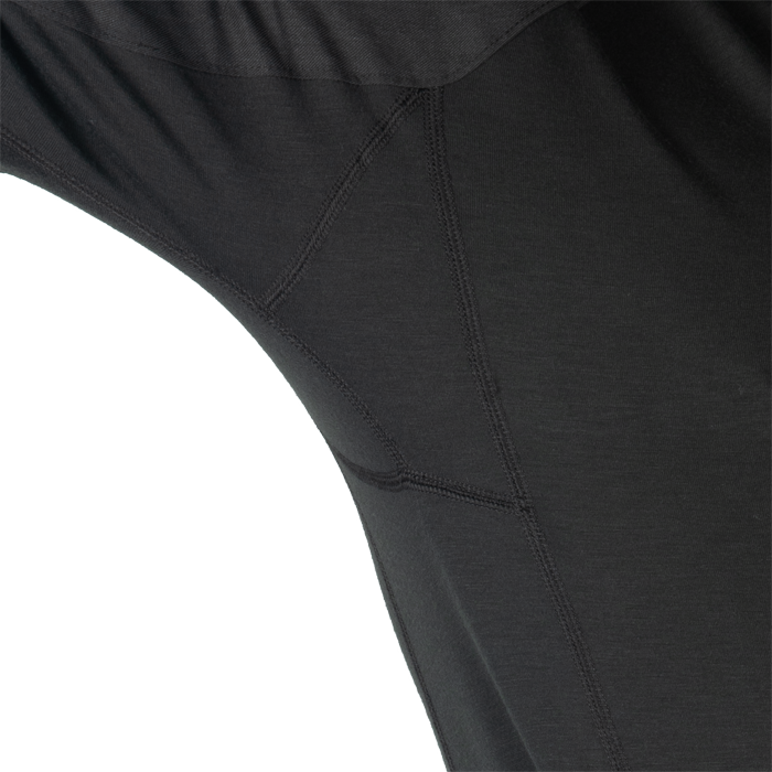 Underarm panels shaped for enhanced mobility