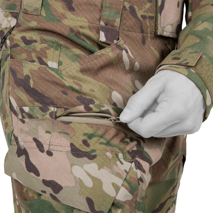 Zippered thigh pocket