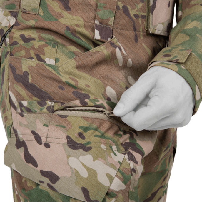 Zippered thigh pocket
