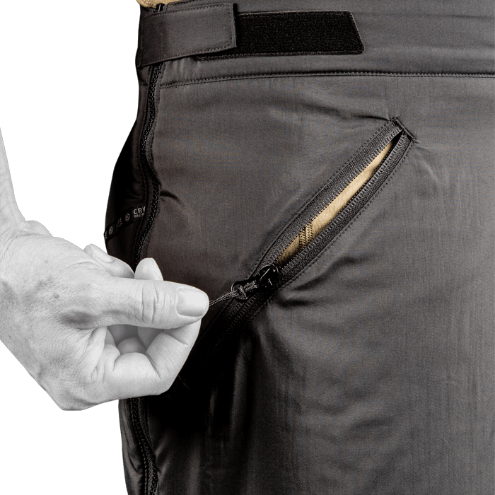 Zippered pass through pockets