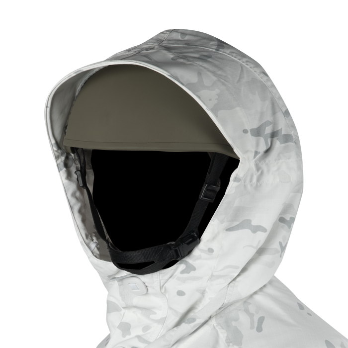 WIRE REINFORCED VISOR AT HELMET COMPATIBLE HOOD