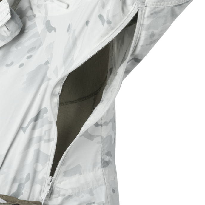 VENTILATION PIT ZIPS, EXTENDS TO FRONT FOR ARMOR ACCESS