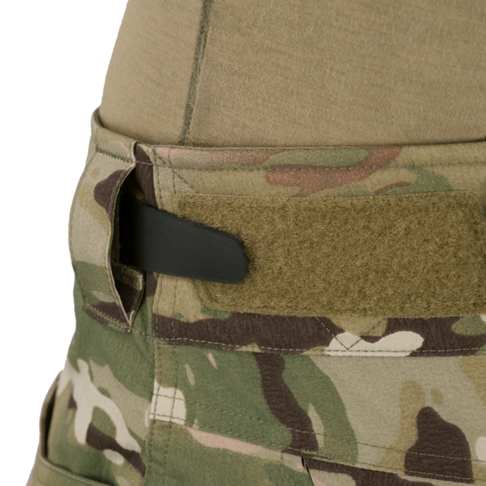 Unique, low-profile waist-adjust system Unique, low-profile waist-adjust system