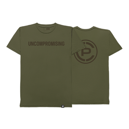 Uncompromising Tee Olive Front and Back