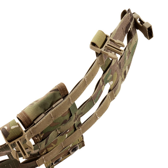 Dual passthroughs for mounting pouches