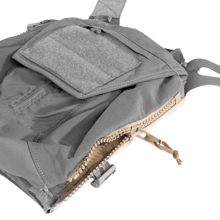 Zippers along the sides of the back carrier for zip-on panels