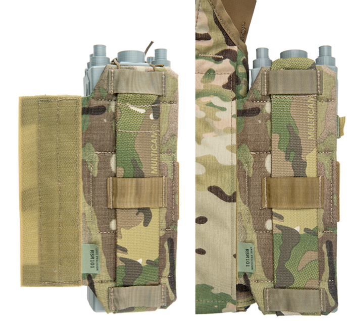 Velcro® side for easy connection to vest