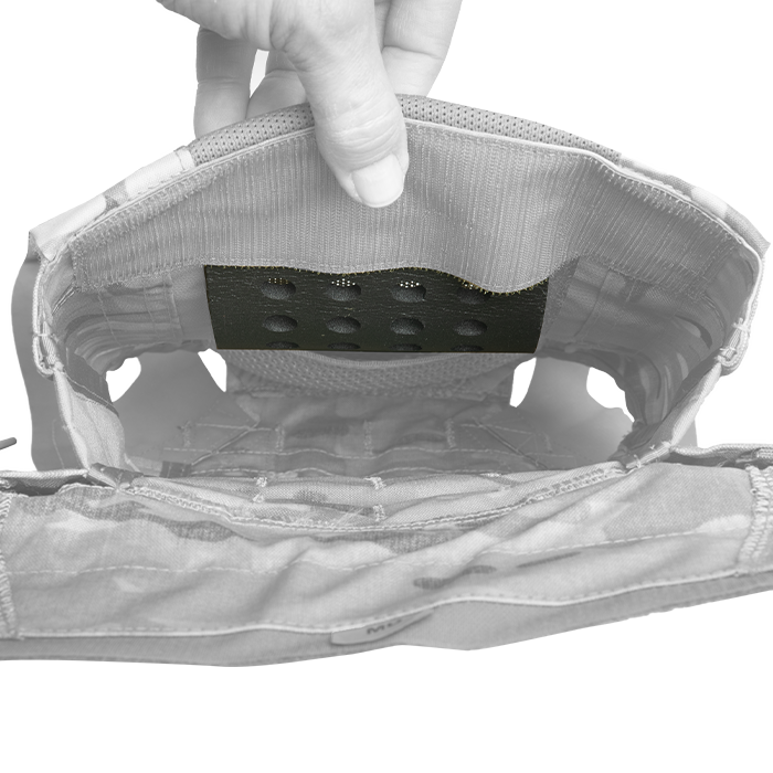 Foam padded insert layer between wearer and plate